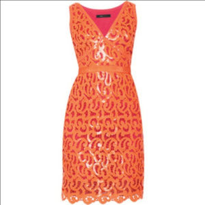 BCBG Gabrielle Orange & Pink Sequin Cocktail Dress